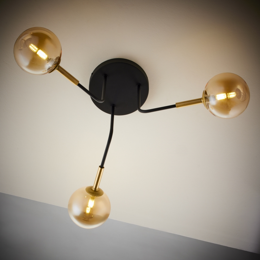Jupiter 2037 - Chandelier on a pole BURANO 3xG9/10W/230V black/gold/beige