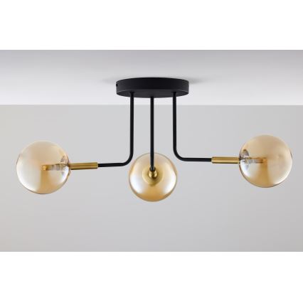 Jupiter 2037 - Chandelier on a pole BURANO 3xG9/10W/230V black/gold/beige