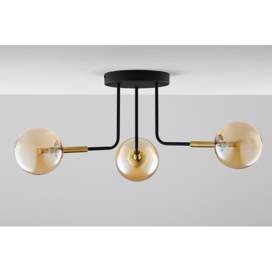 Jupiter 2037 - Chandelier on a pole BURANO 3xG9/10W/230V black/gold/beige
