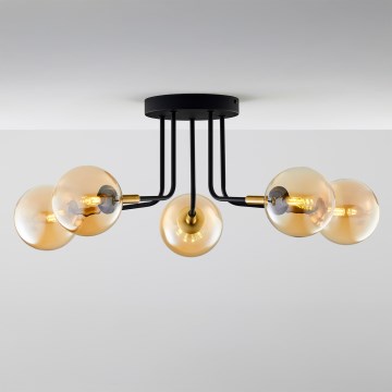 Jupiter 2038 - Chandelier on a pole BURANO 5xG9/10W/230V black/gold/beige