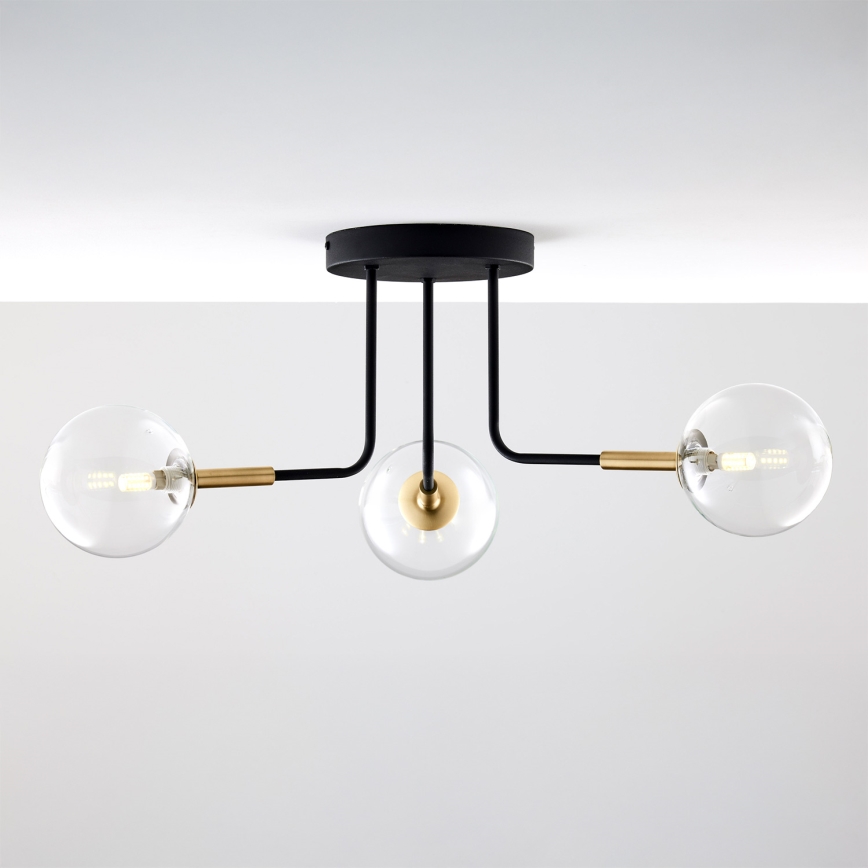 Jupiter 2039 - Chandelier on a pole BURANO 3xG9/10W/230V black/gold/clear
