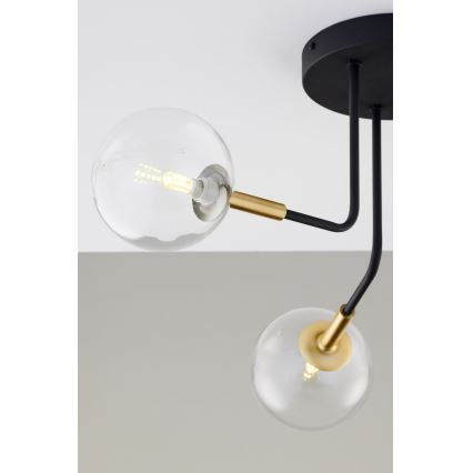 Jupiter 2039 - Chandelier on a pole BURANO 3xG9/10W/230V black/gold/clear