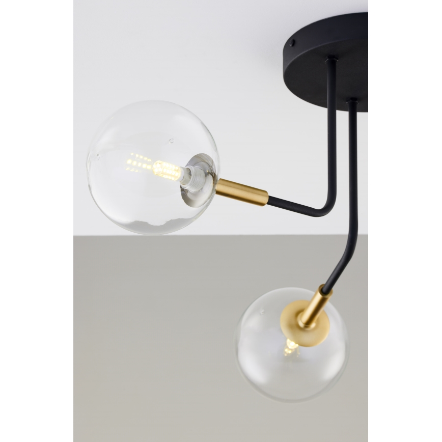 Jupiter 2039 - Chandelier on a pole BURANO 3xG9/10W/230V black/gold/clear