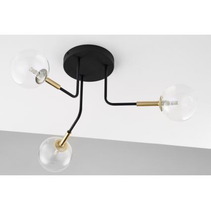 Jupiter 2039 - Chandelier on a pole BURANO 3xG9/10W/230V black/gold/clear