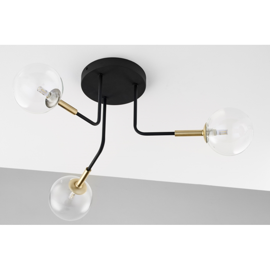 Jupiter 2039 - Chandelier on a pole BURANO 3xG9/10W/230V black/gold/clear