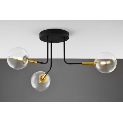 Jupiter 2039 - Chandelier on a pole BURANO 3xG9/10W/230V black/gold/clear