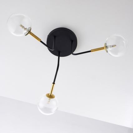 Jupiter 2039 - Chandelier on a pole BURANO 3xG9/10W/230V black/gold/clear