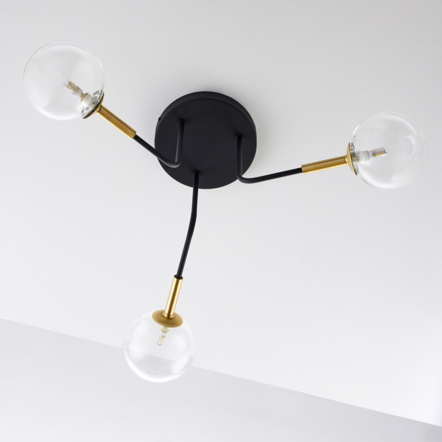 Jupiter 2039 - Chandelier on a pole BURANO 3xG9/10W/230V black/gold/clear