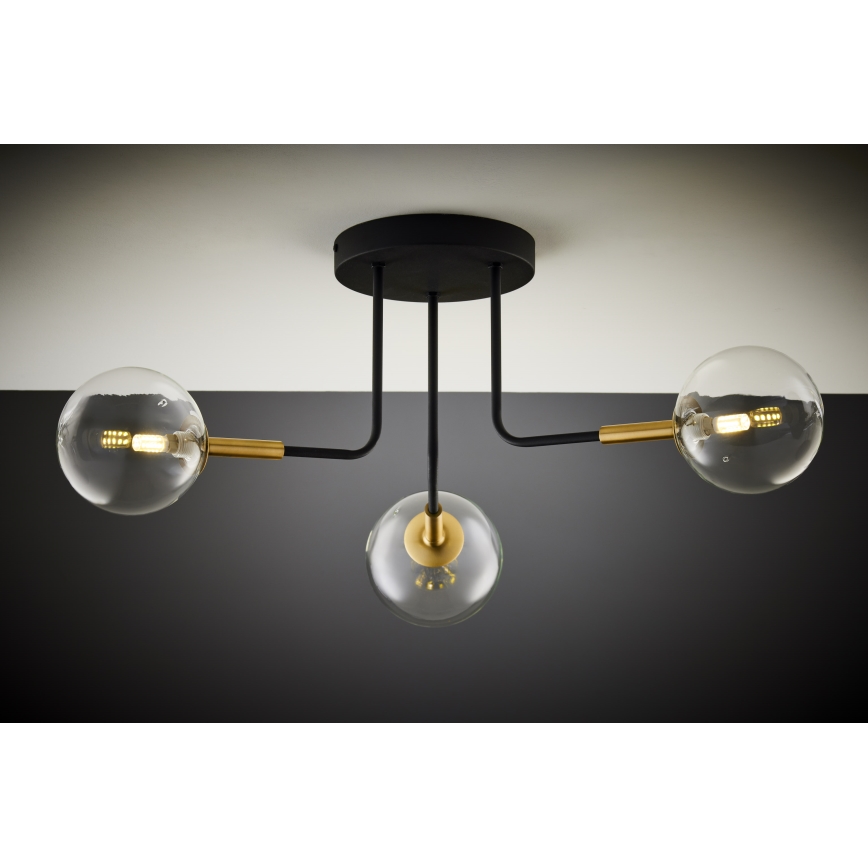 Jupiter 2039 - Chandelier on a pole BURANO 3xG9/10W/230V black/gold/clear