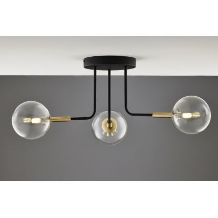 Jupiter 2039 - Chandelier on a pole BURANO 3xG9/10W/230V black/gold/clear