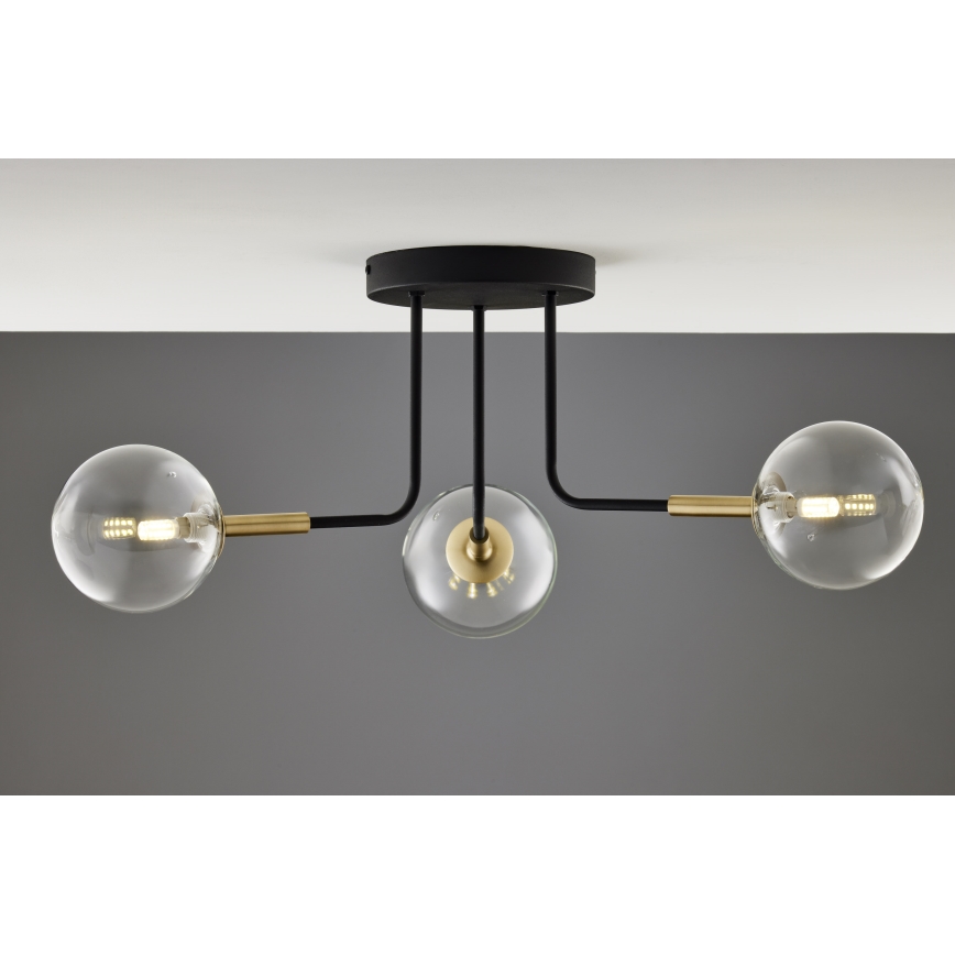 Jupiter 2039 - Chandelier on a pole BURANO 3xG9/10W/230V black/gold/clear