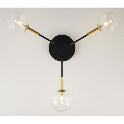 Jupiter 2039 - Chandelier on a pole BURANO 3xG9/10W/230V black/gold/clear