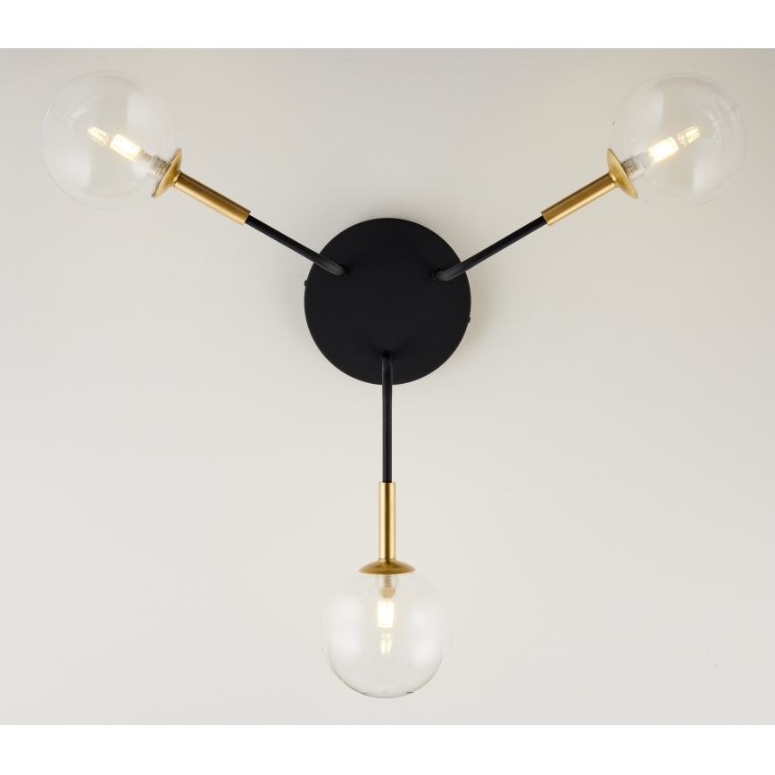 Jupiter 2039 - Chandelier on a pole BURANO 3xG9/10W/230V black/gold/clear