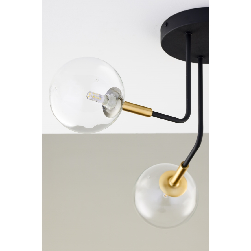 Jupiter 2039 - Chandelier on a pole BURANO 3xG9/10W/230V black/gold/clear