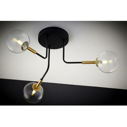 Jupiter 2039 - Chandelier on a pole BURANO 3xG9/10W/230V black/gold/clear