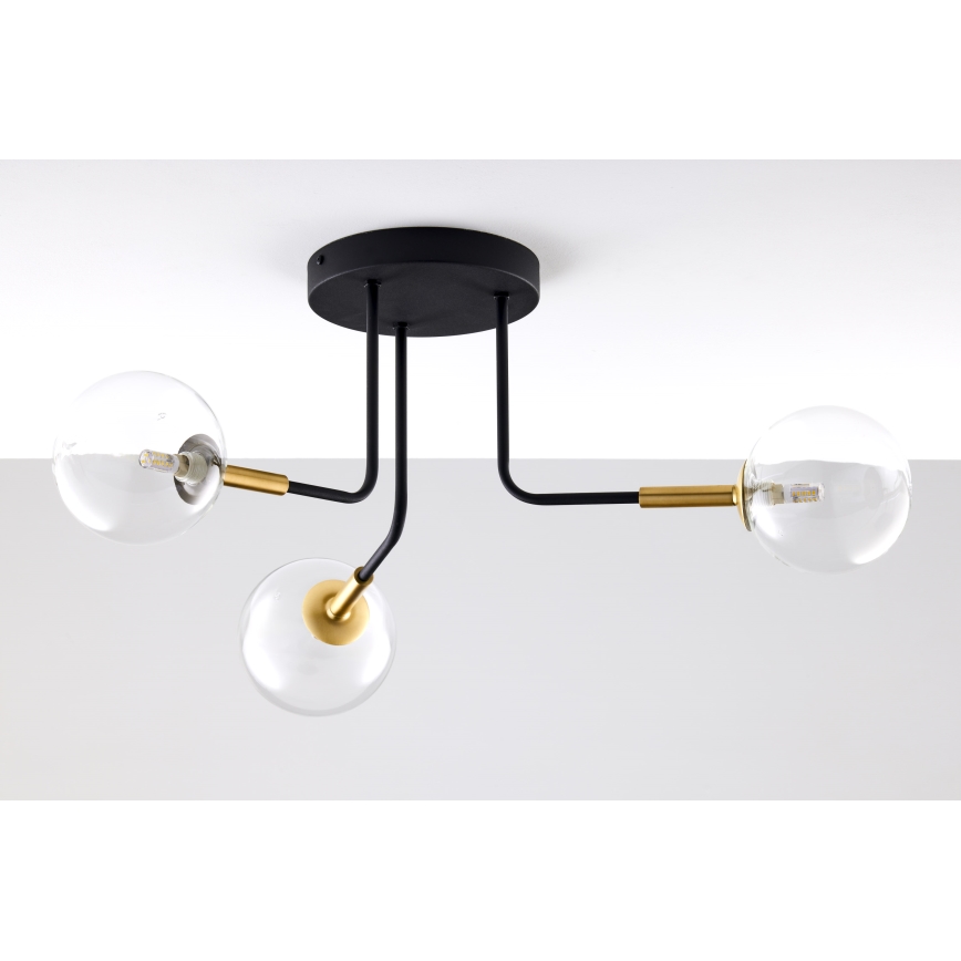 Jupiter 2039 - Chandelier on a pole BURANO 3xG9/10W/230V black/gold/clear