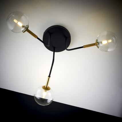 Jupiter 2039 - Chandelier on a pole BURANO 3xG9/10W/230V black/gold/clear