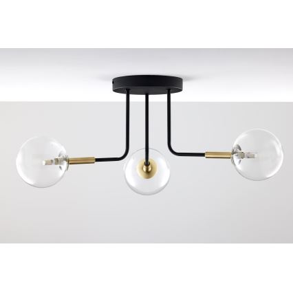 Jupiter 2039 - Chandelier on a pole BURANO 3xG9/10W/230V black/gold/clear
