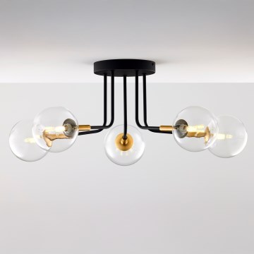 Jupiter 2040 - Chandelier on a pole BURANO 5xG9/10W/230V black/gold/clear