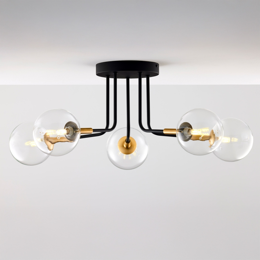 Jupiter 2040 - Chandelier on a pole BURANO 5xG9/10W/230V black/gold/clear
