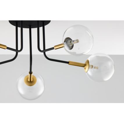 Jupiter 2040 - Chandelier on a pole BURANO 5xG9/10W/230V black/gold/clear