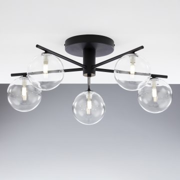 Jupiter 2046 - Surface-mounted chandelier PRATO 5xG9/10W/230V black/clear