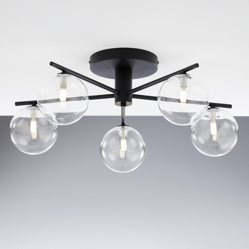 Jupiter 2046 - Surface-mounted chandelier PRATO 5xG9/10W/230V black/clear