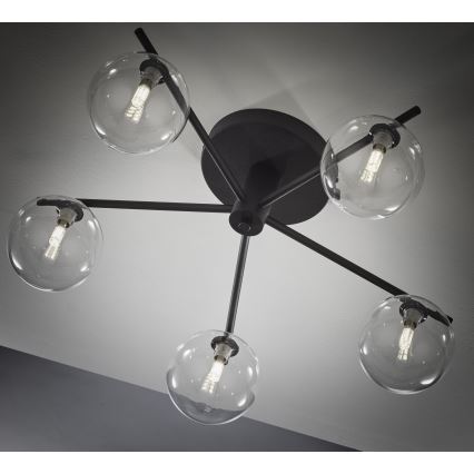 Jupiter 2046 - Surface-mounted chandelier PRATO 5xG9/10W/230V black/clear