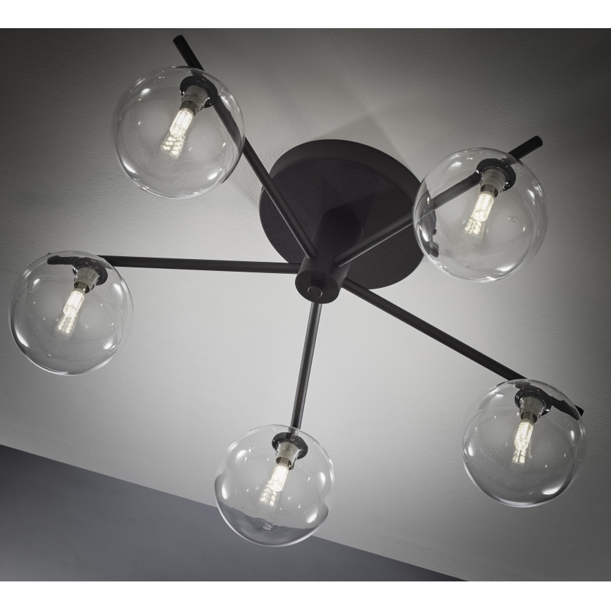 Jupiter 2046 - Surface-mounted chandelier PRATO 5xG9/10W/230V black/clear