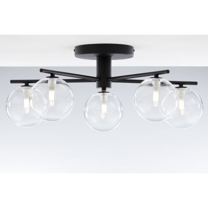 Jupiter 2046 - Surface-mounted chandelier PRATO 5xG9/10W/230V black/clear