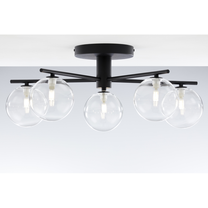 Jupiter 2046 - Surface-mounted chandelier PRATO 5xG9/10W/230V black/clear