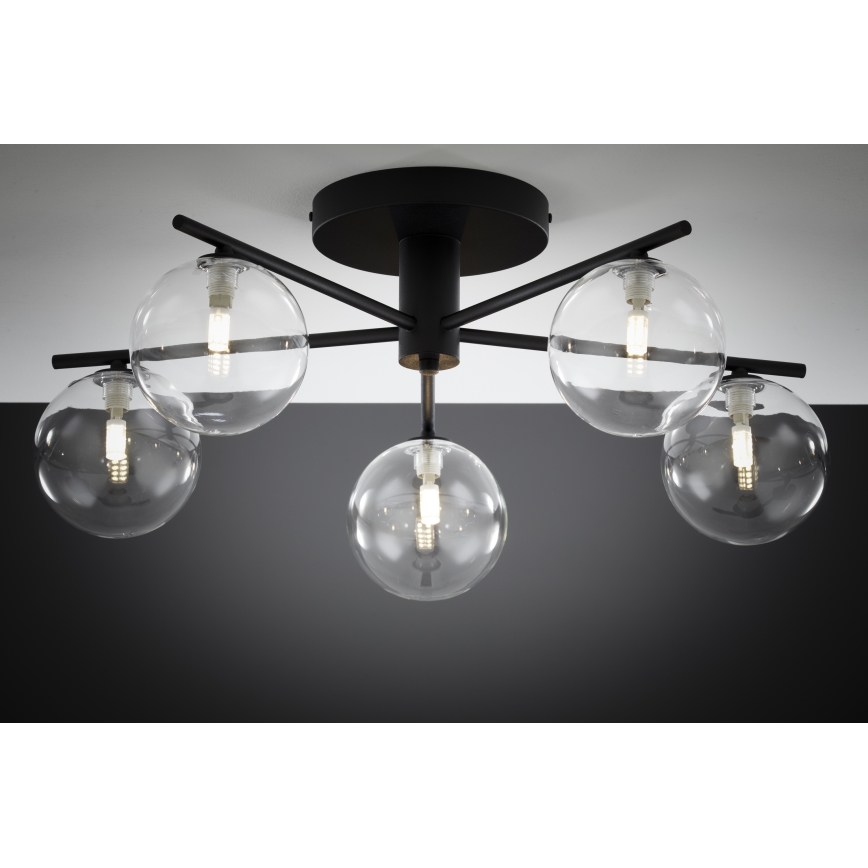 Jupiter 2046 - Surface-mounted chandelier PRATO 5xG9/10W/230V black/clear