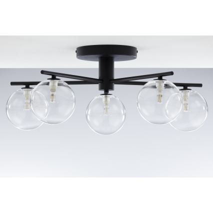Jupiter 2046 - Surface-mounted chandelier PRATO 5xG9/10W/230V black/clear