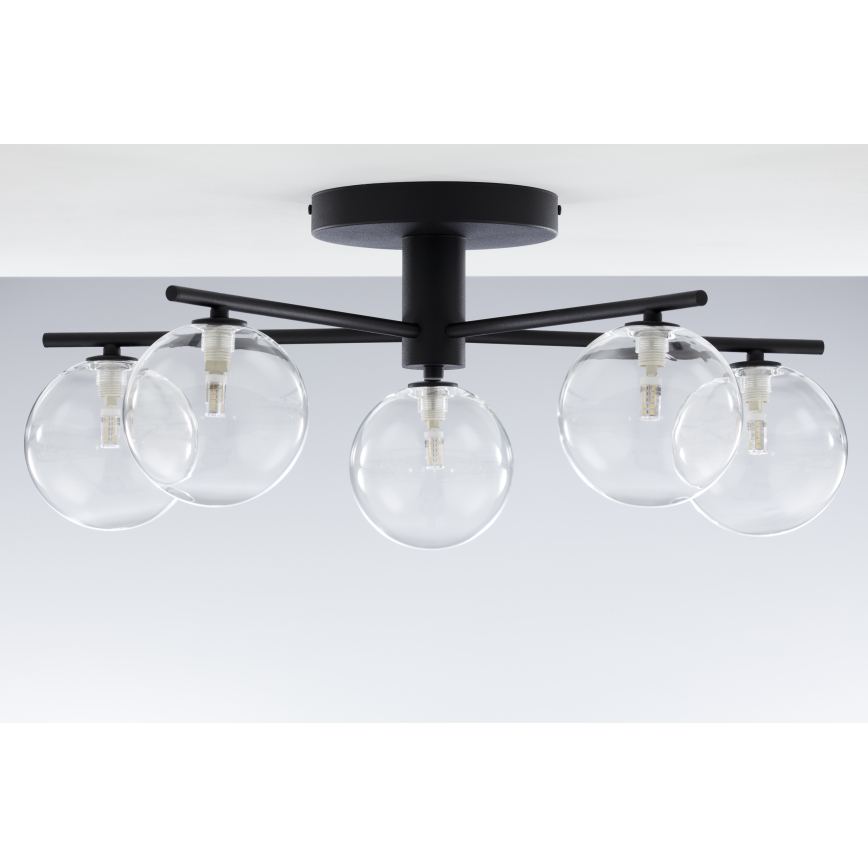 Jupiter 2046 - Surface-mounted chandelier PRATO 5xG9/10W/230V black/clear
