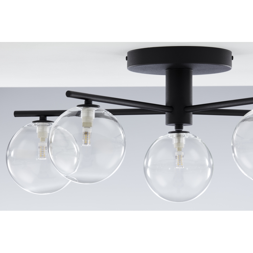 Jupiter 2046 - Surface-mounted chandelier PRATO 5xG9/10W/230V black/clear