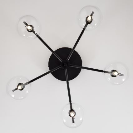 Jupiter 2046 - Surface-mounted chandelier PRATO 5xG9/10W/230V black/clear
