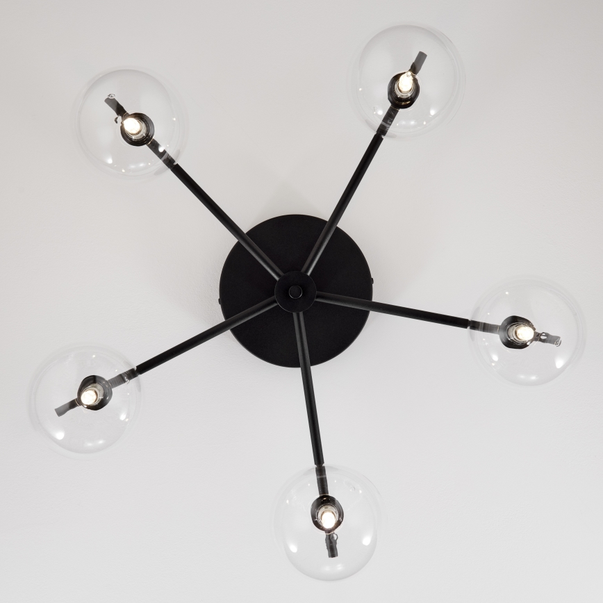 Jupiter 2046 - Surface-mounted chandelier PRATO 5xG9/10W/230V black/clear
