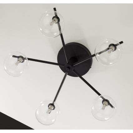 Jupiter 2046 - Surface-mounted chandelier PRATO 5xG9/10W/230V black/clear