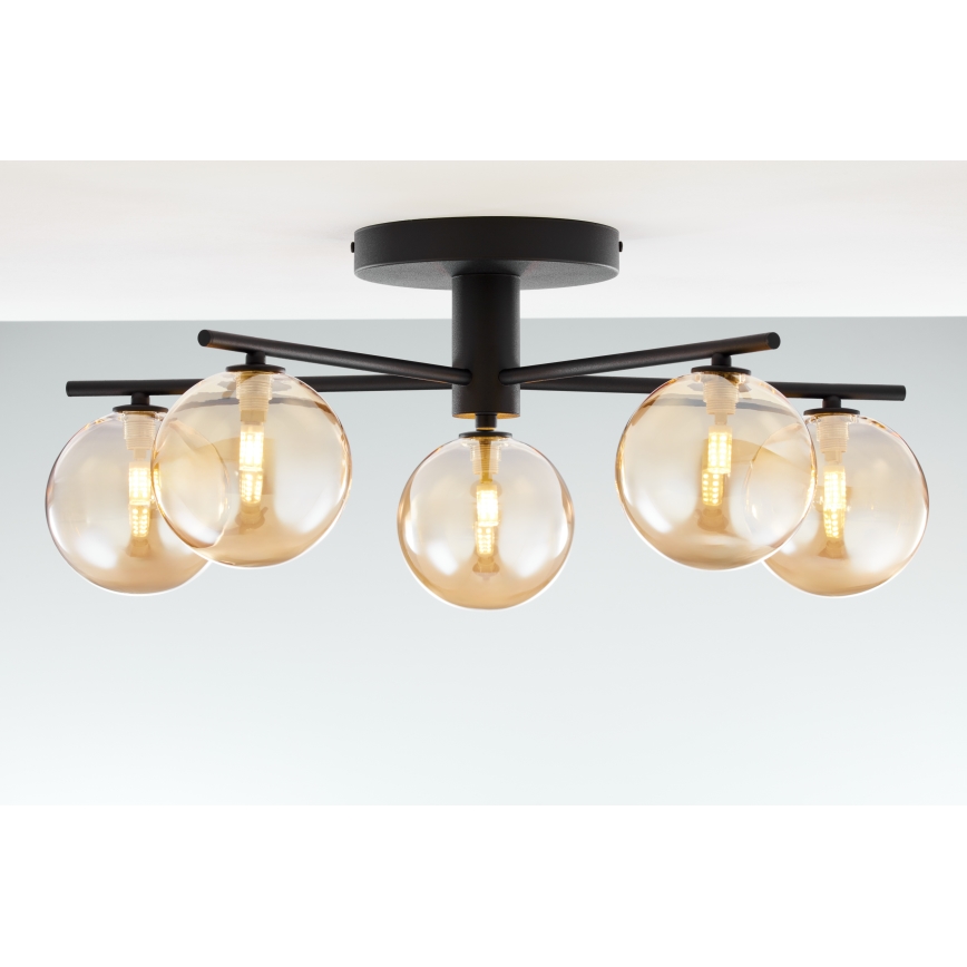 Jupiter 2047 - Surface-mounted chandelier PRATO 5xG9/10W/230V black/beige