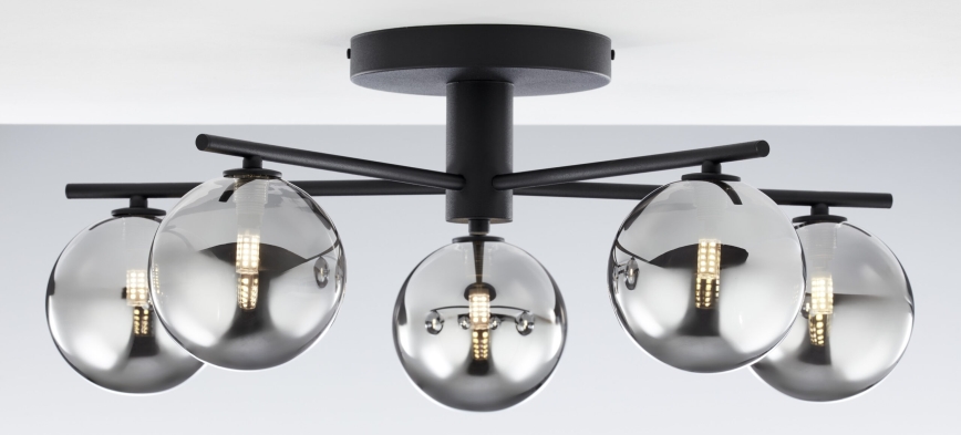 Jupiter 2048 - PRATO surface-mounted chandelier 5xG9/14W/230V black/smoked grey