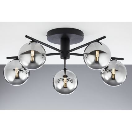 Jupiter 2048 - PRATO surface-mounted chandelier 5xG9/14W/230V black/smoked grey