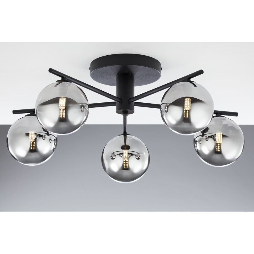 Jupiter 2048 - PRATO surface-mounted chandelier 5xG9/14W/230V black/smoked grey