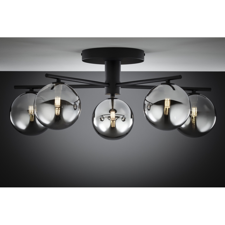 Jupiter 2048 - PRATO surface-mounted chandelier 5xG9/14W/230V black/smoked grey