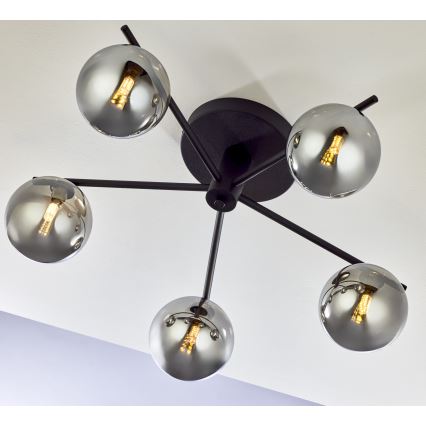 Jupiter 2048 - PRATO surface-mounted chandelier 5xG9/14W/230V black/smoked grey