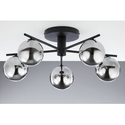 Jupiter 2048 - PRATO surface-mounted chandelier 5xG9/14W/230V black/smoked grey