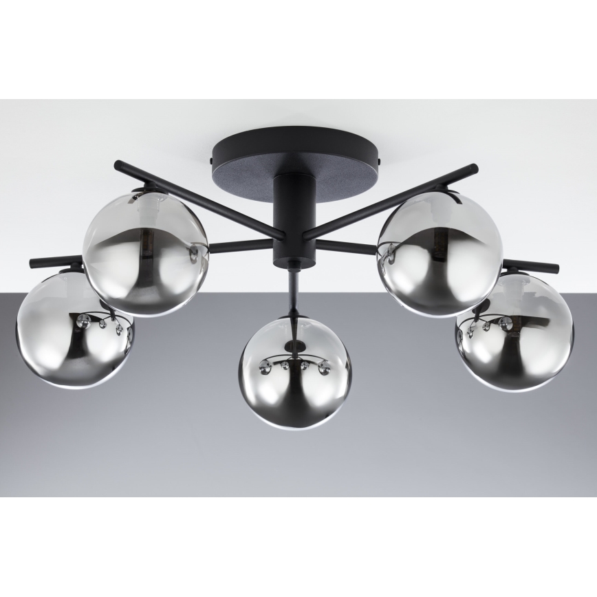 Jupiter 2048 - PRATO surface-mounted chandelier 5xG9/14W/230V black/smoked grey