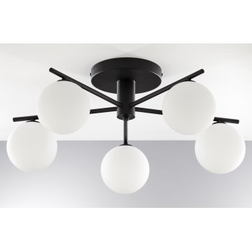 Jupiter 2049 - PRATO Flush-Mount Chandelier 5xG9/14W/230V black/white
