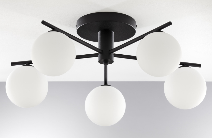 Jupiter 2049 - PRATO Flush-Mount Chandelier 5xG9/14W/230V black/white