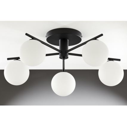Jupiter 2049 - PRATO Flush-Mount Chandelier 5xG9/14W/230V black/white