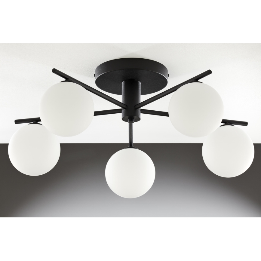 Jupiter 2049 - PRATO Flush-Mount Chandelier 5xG9/14W/230V black/white